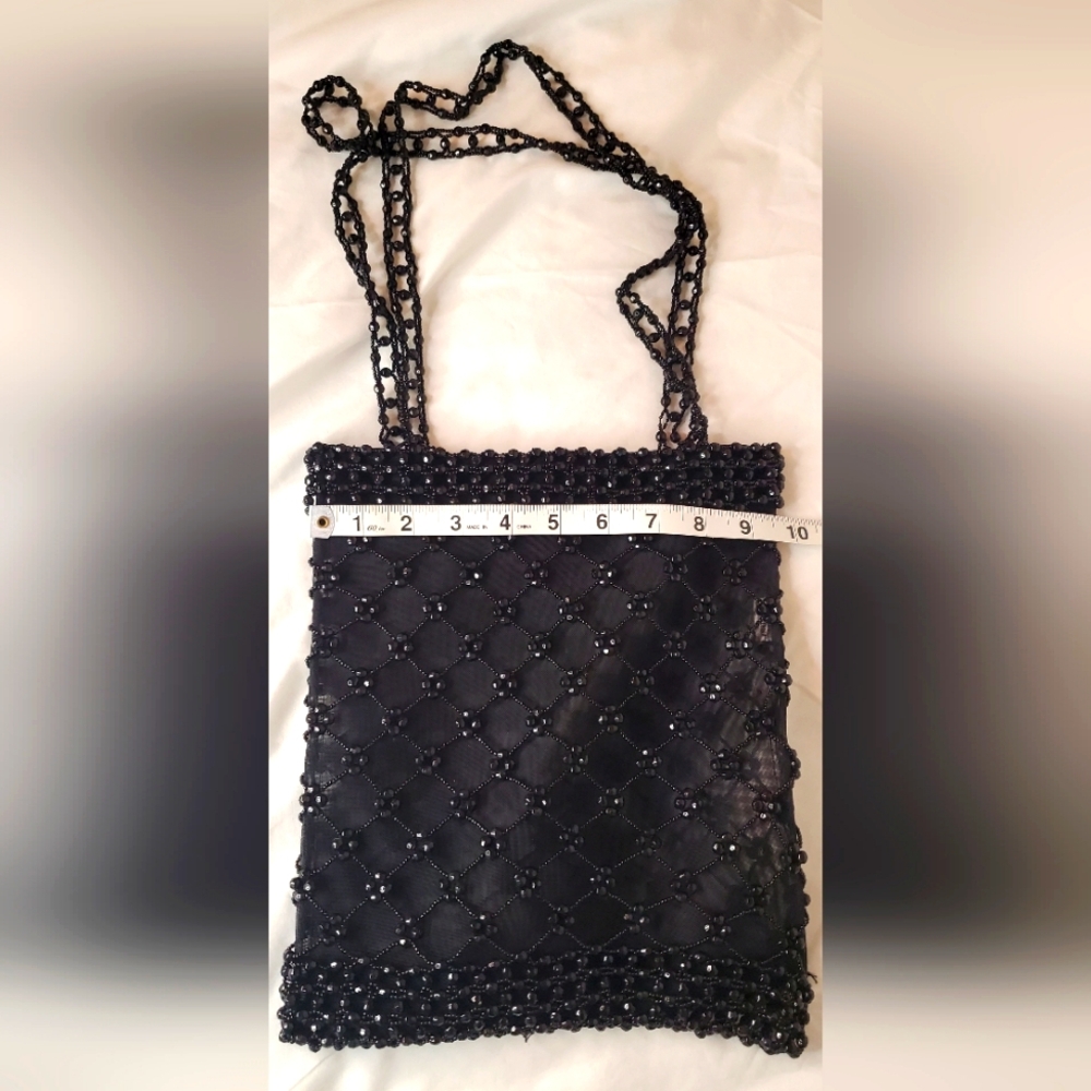 COMECO Chic Black Beaded Shoulder Bag - Picture 3 of 12